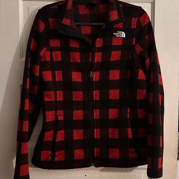 The North Face Red and Black Plaid Fleece Jacket - Picture 2 of 4